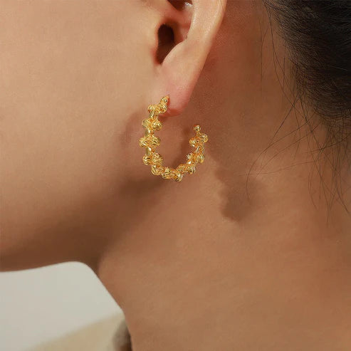 Simple Fashion Copper Irregular Beads Woven Earrings