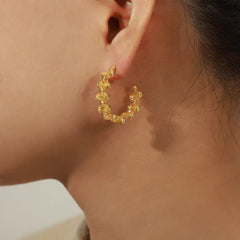 Simple Fashion Copper Irregular Beads Woven Earrings